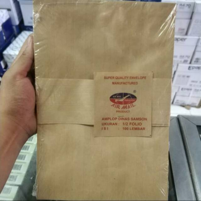 

Amplop Coklat ½ Folio dan A4 merk Airmail isi 100 lembar