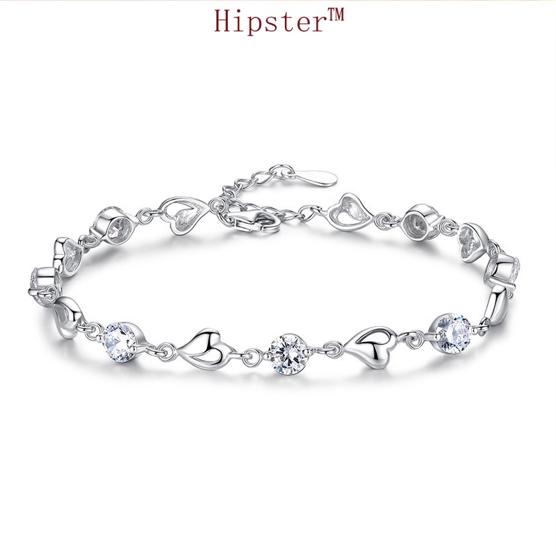 Fashion Elegant Platinum Diamond Simple and Light Luxury Bracelet