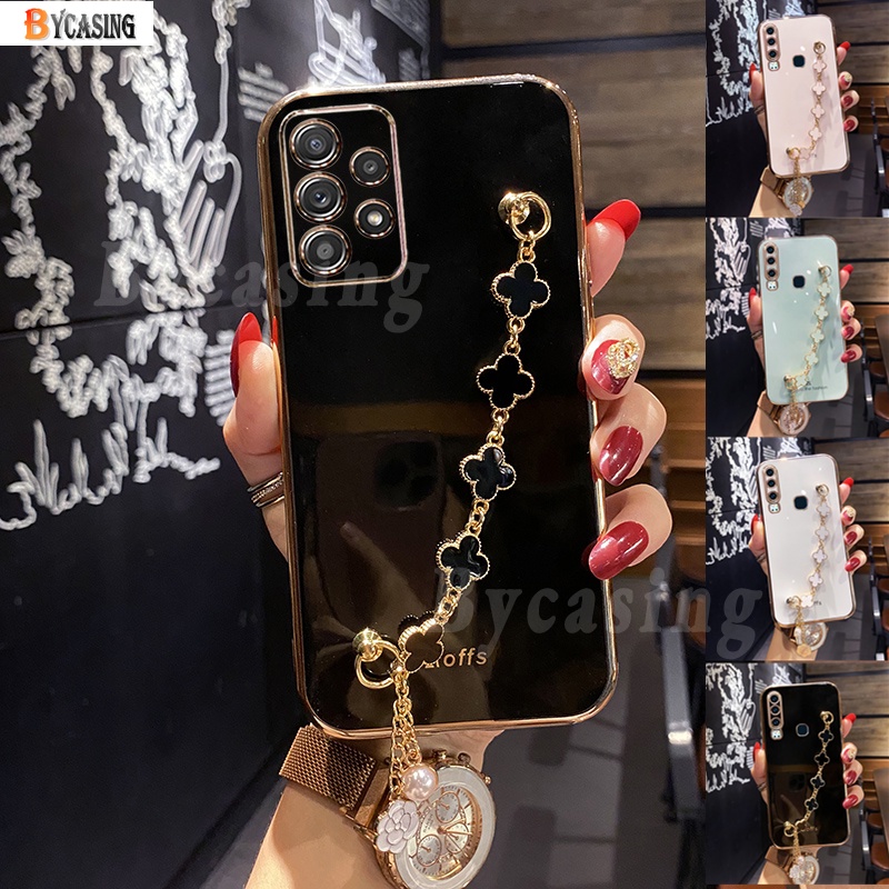 Soft Case Bahan Silikon Dengan Liontin Clover Untuk Samsung A53 A23 A33 A51 A71 A10S A20 A30 A7 2018 Note 10