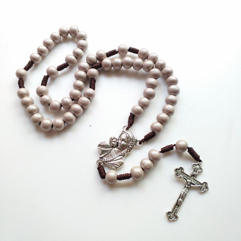 SIY Religion Christian Rosary Necklace Jesus for Cross Pendant Long Beads Cha