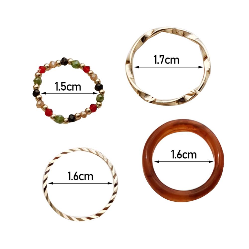 Timekey 4pcs / set Cincin Manik Resin Gaya Vintage Untuk Wanita R4Y3