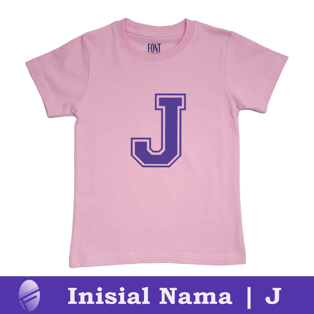 Kaos anak huruf J - Kaos anak inisial nama - Baju anak cetak huruf