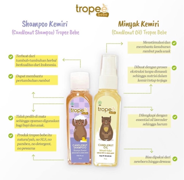 Tropee bebe shampoo kemiri 100ml - shampoo penyubur rambut bayi