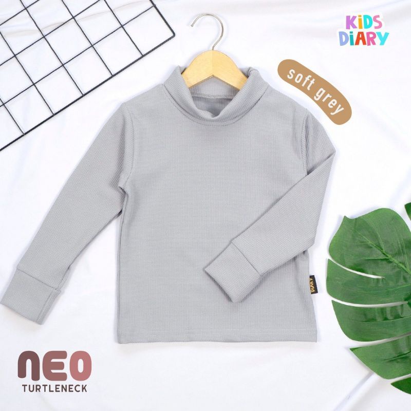 Kids Diary Neo Turtle Neck Waffle Uniqlo Strech Atasan Lengan Panjang Anak Unisex