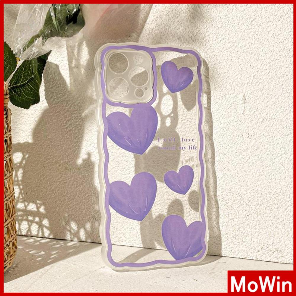 iPhone Case Silicone Soft Case Clear Case Wave Airbag Shockproof Camera Cover Protection Purple Heart Compatible For iPhone 11 iPhone 13 Pro Max iPhone 12 Pro Max iPhone 7 Plus xr