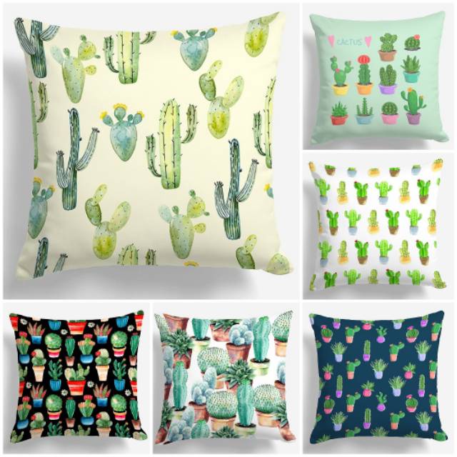 BANTAL SOFA PRINT MOTIF CACTUS PLANT / TANAMAN KAKTUS 40X40 CM