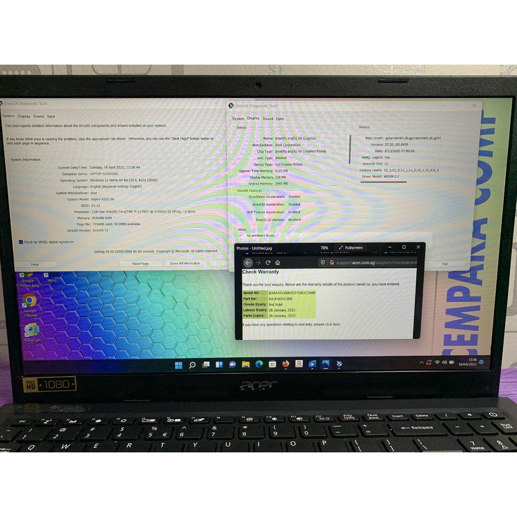 Acer Aspire A515-56 Core i5-1135G7 8GB SSD 512GB Garansi