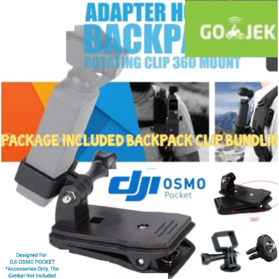 Backpack Bracket Mount Holder Clip Adapter Set for DJI OSMO POCKET merupakan bracket clip mount