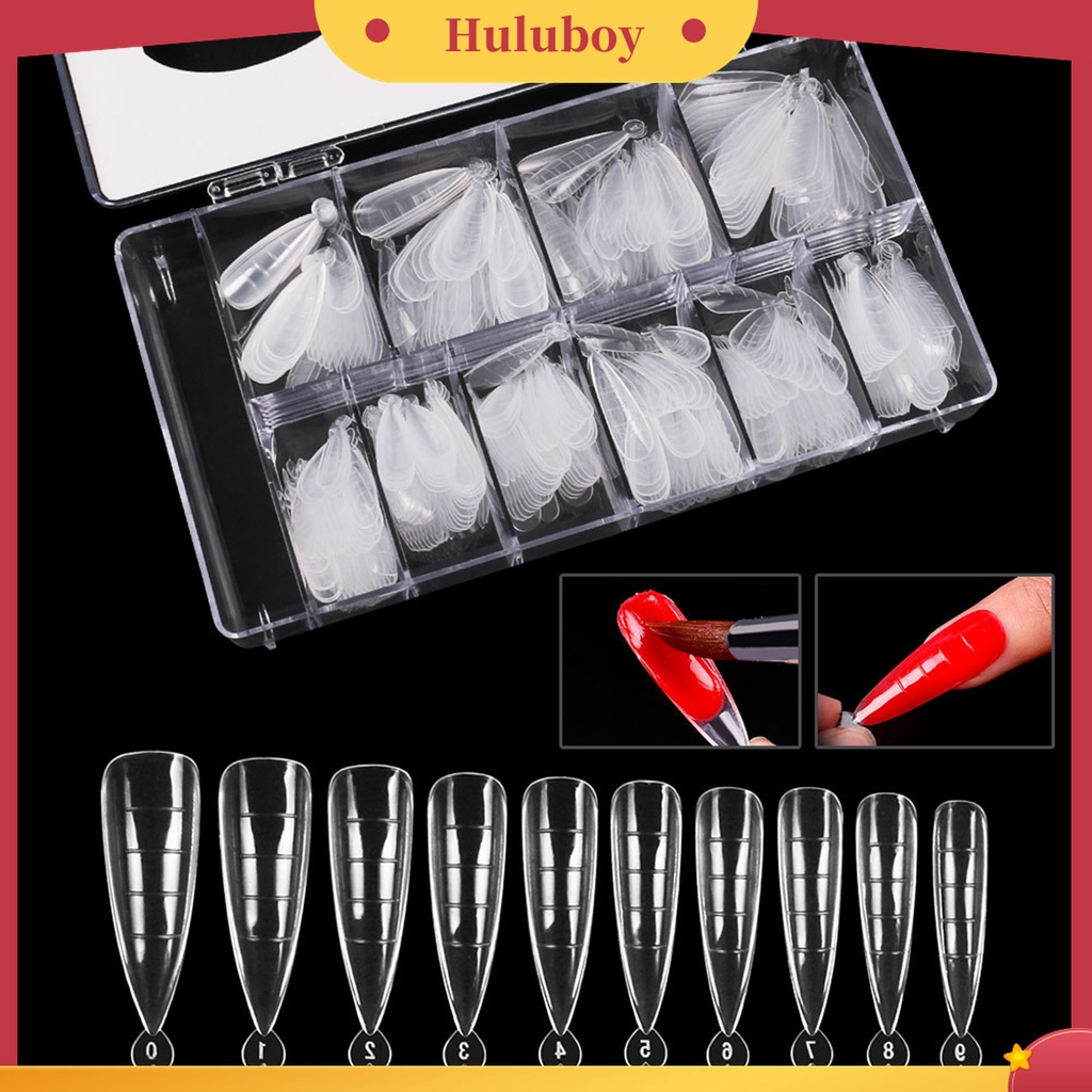 Huluboy Huluboy♡ 500pcs / Box Kuku Palsu Extension Bentuk Hati Transparan Seamless Untuk Manicure