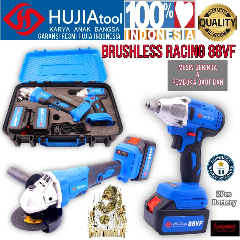 Hujia Mesin gerinda baterai dan pembuka baut ban roda mobil motor cvt cordless impact wrench angle g