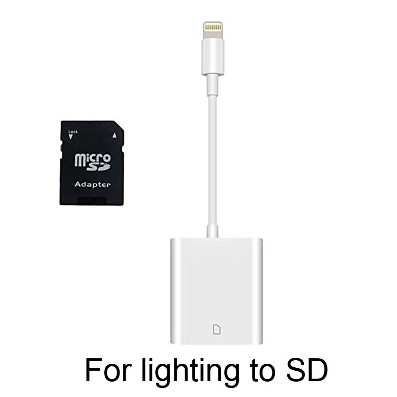 Lightning to SD OTG Card Reader for iPhone iPad iPod interface Memory Cards Use No APP Need