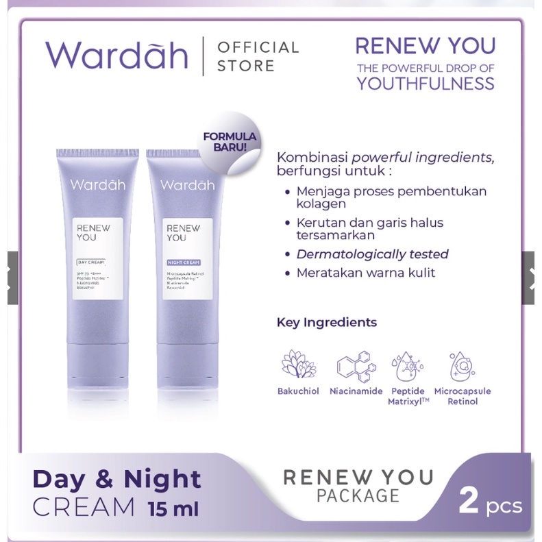 WARDAH PAKET RENEW YOU ( DAY / NIGHT 15 ML TUBE )