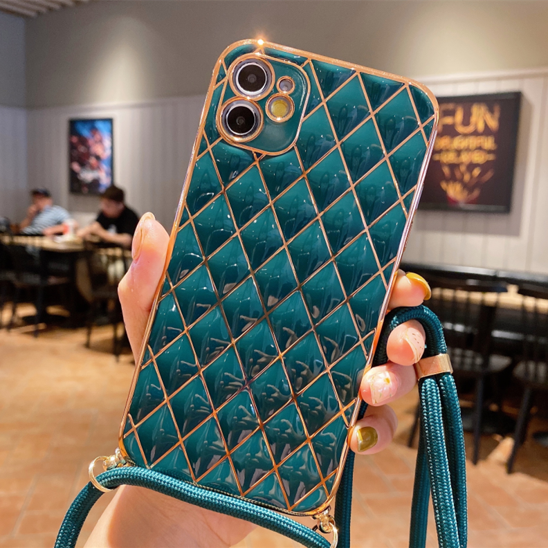 Soft Case Pelindung Electroplating Dengan Lanyard Untuk Iphone 12 Pro Max 11 Pro Max Xr X Xs 8 7 Plus 6 6s Se 2020