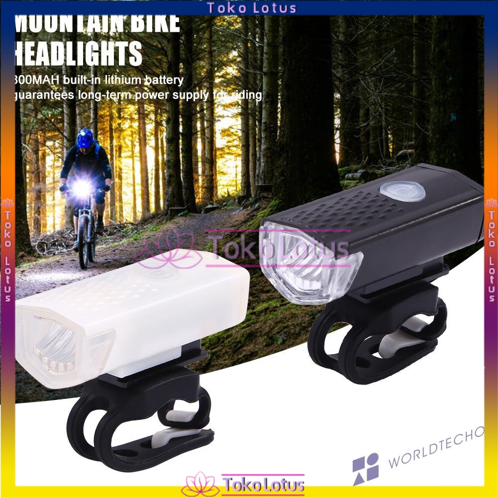 Lampu Depan Sepeda Gunung ABS Port USB Rechargeable Super Terang