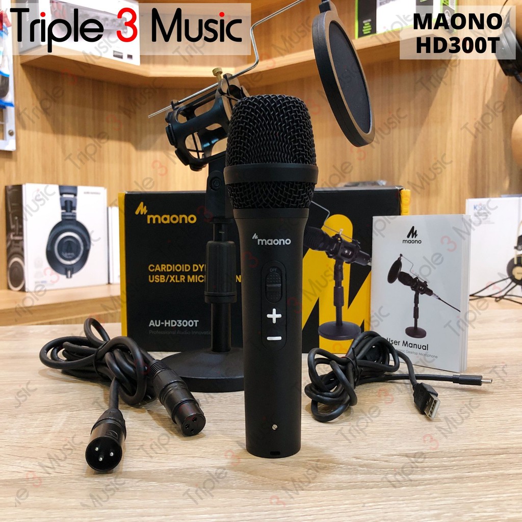 Maono AU HD300T USB dan XLR Combo Mic dynamic