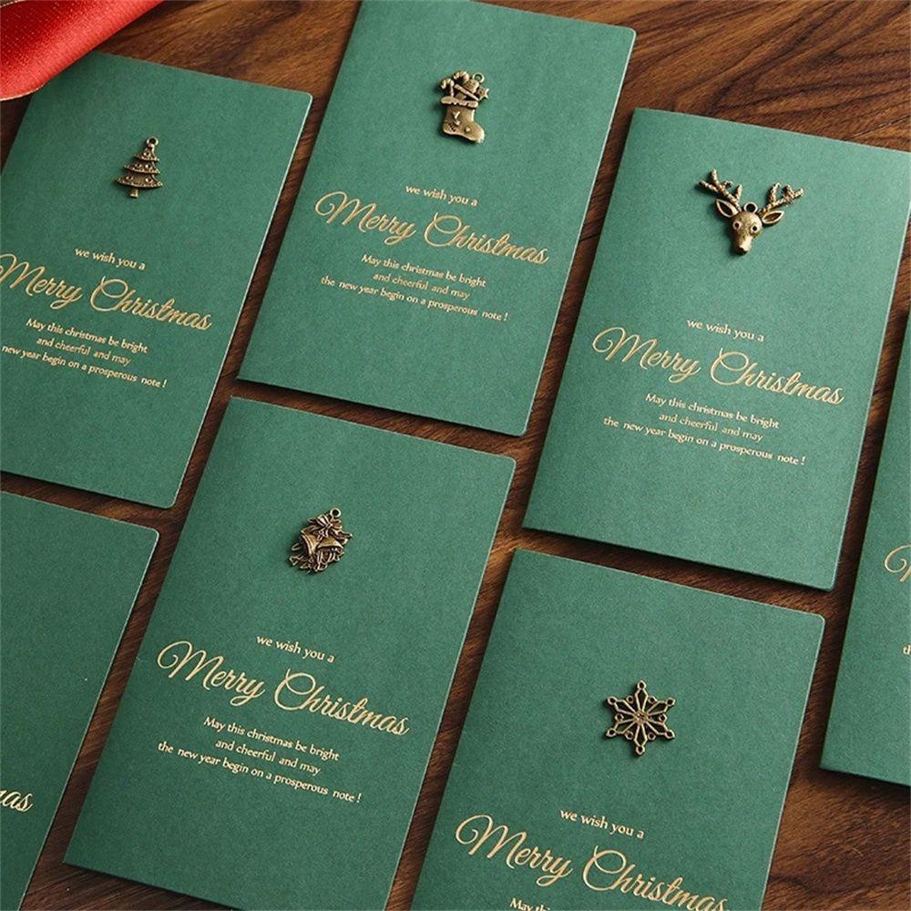 R-flower Gold Embossed Chrismas Card Merry Christmas Kartu Pesan Berkah Xmas Pesta Undangan Surat