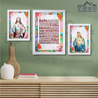 Jual Poster Bingkai Doa Bapa Kami Maria dan Yesus Katolik Indonesia ...