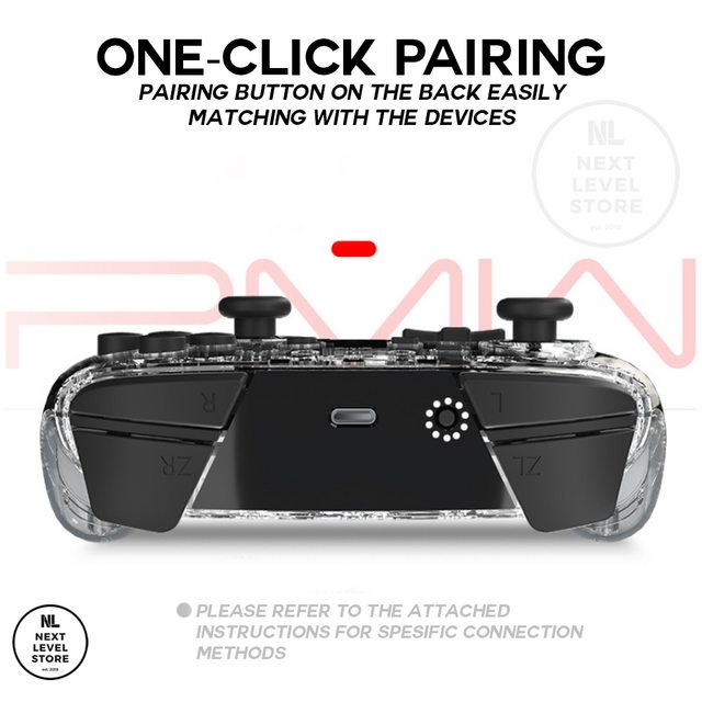 Switch Pro Controller PMW Smart LED Transparent Clear Wireless Stick