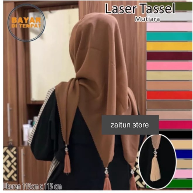 Hijab/jilbab Segi empat Laser Mutiara Tassel Pom-Pom / Jilbab Segiempat Laser Polos Pompom Tassel Mutiara / Kerudung Segi4 Bella Polos Bella Laser Polos tassel Mutiara Motif Terbaru Best Seller Produk Terbaik Murah Model Terbaru Kekinian Modern WARNA