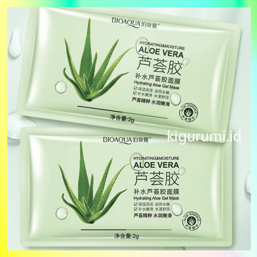 MASKER WAJAH Aloe Vera Gel  Essence Moisture Sleeping Sachet Mask BQ038