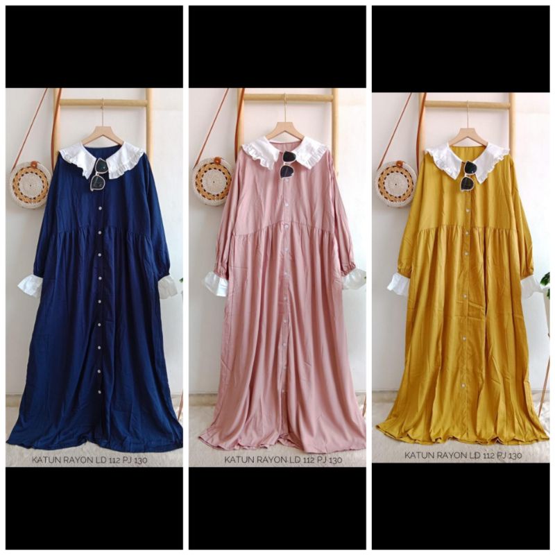 Tunik katun serat import motif garis salur