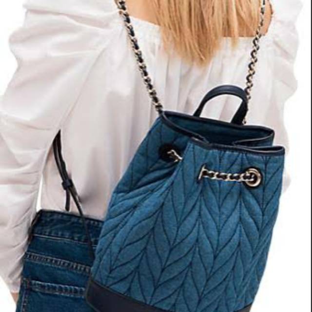 Coach briar lane quilted denim bucket backpack