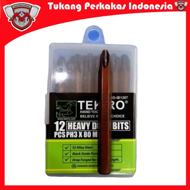 TEKIRO MATA OBENG KETOK PH3×80MM SET 12PCS  MATA OBENG KETOK TUMPUL PH3