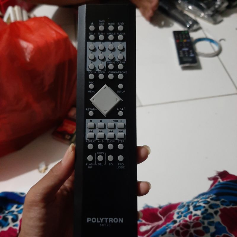 REMOTE REMOT DVD HOME TEATER POLYTRON USB 84F170 ORIGINAL ASLI