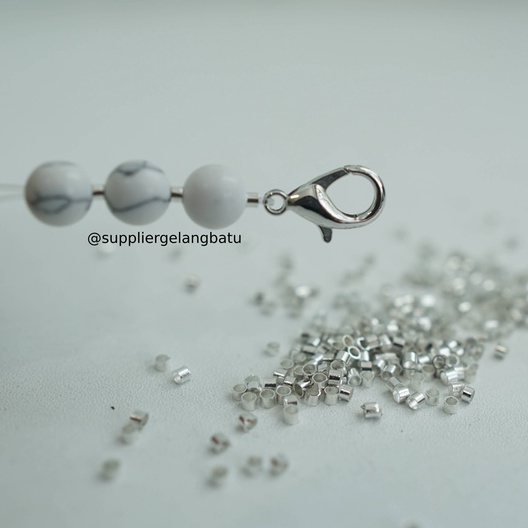 Aksesoris stopper kecil 2mm silver bahan rangkai gelang kalung tali