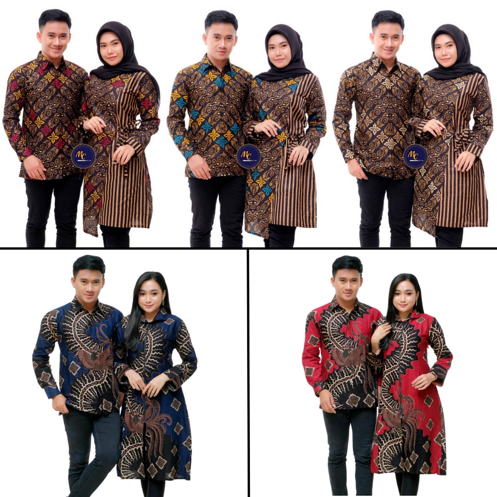 Batik Couple (MC Batik) - Batik Couple Modern Pria Wanita Busui Friendly/Full Kancing Depan  Bahan Katun Prima Halus