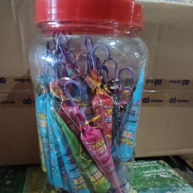 payung junior kembang gula cokelat dengan wafer cone chocolate toples
