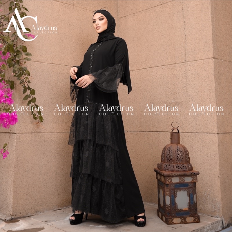 Abaya Dress Maxi Arab Saudi Kombinasi Brukat Maimun