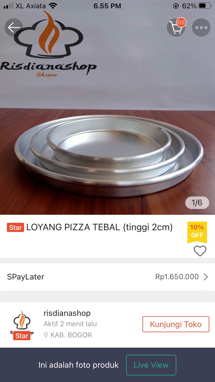 Loyang Pizza Tebal (tinggi 2cm)