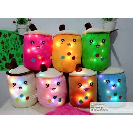 GERAIFATIN!!! Boneka Boba 2 Pilihan Non Led / Led / Bantal Gentong Lucu Milk Tea Plush Ukuran L Random