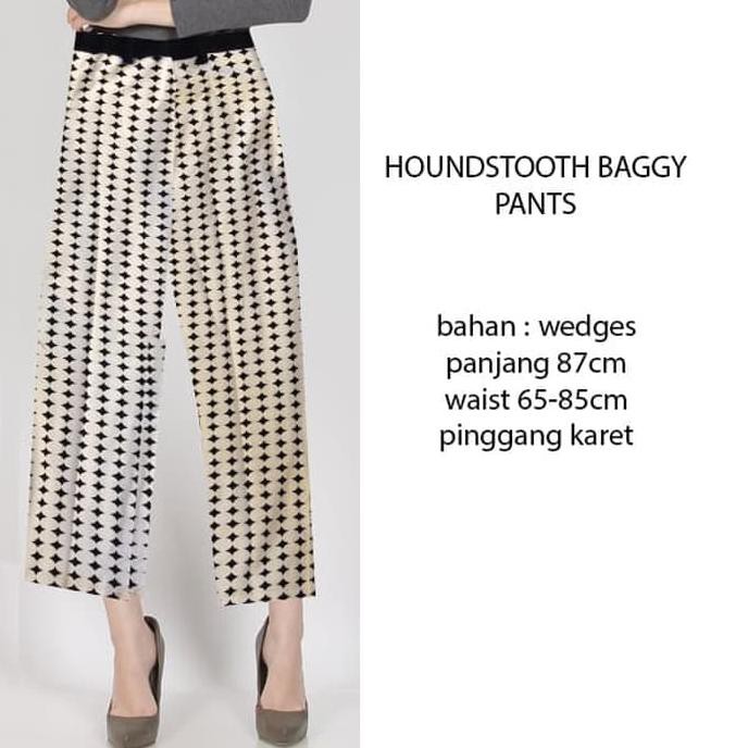 Houndstooth baggy pants white