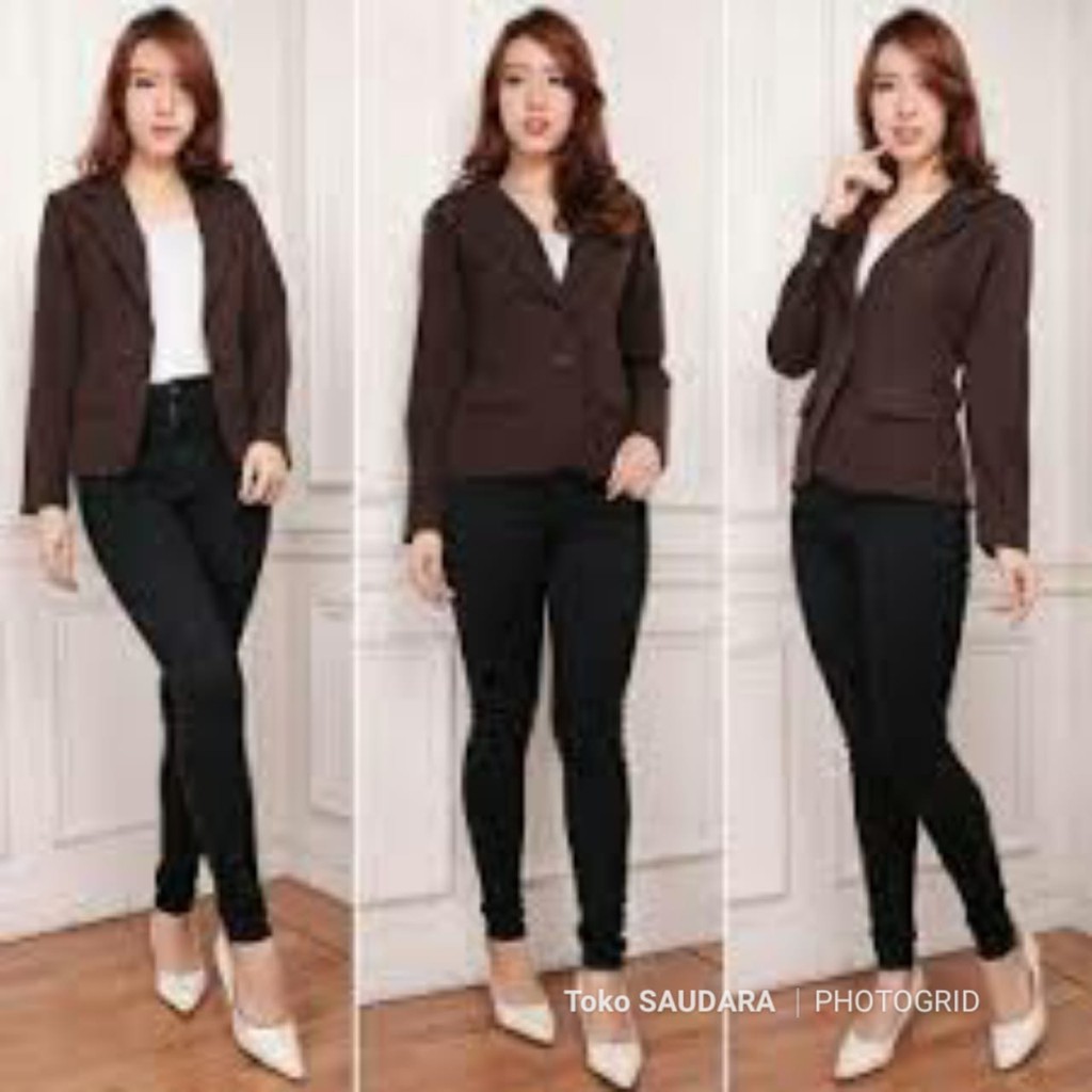 Blazer formal wanita coklat tua s sampai 5L