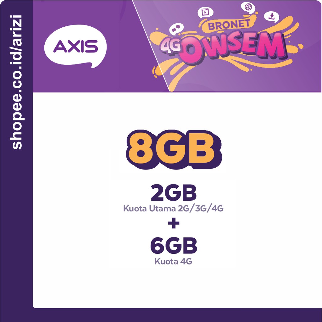 AXIS 8GB / 2GB utama 6GB 4G | kuota isi ulang axis data OWSEM