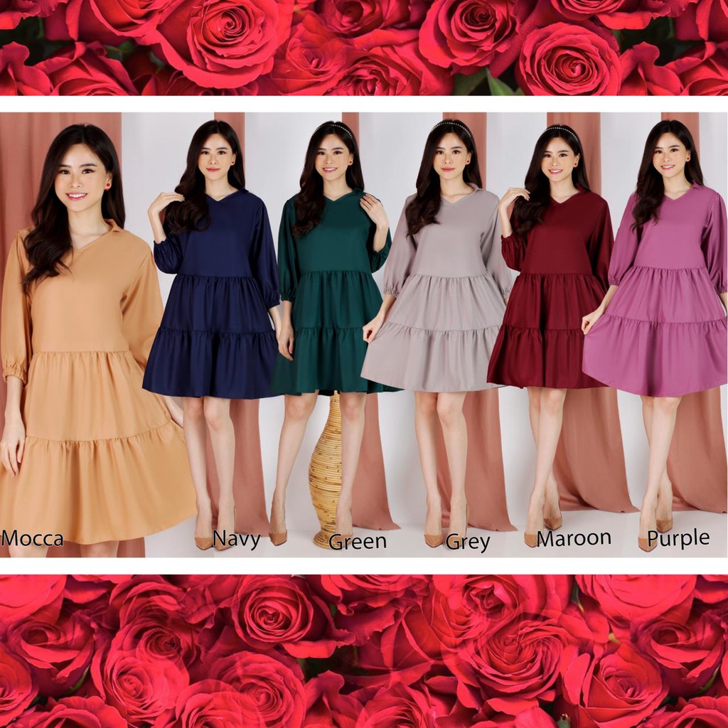 DRESS REA 6 WARNA TOYOBO PREMIUM TEBAL DRES CASUAL KATUN TOYOBO MURAH MEWAH FASHION DRESS