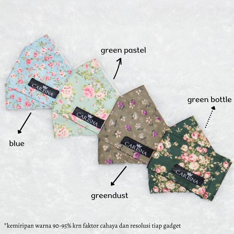 MASKER KAIN 3D 3PLY HEADLOOP STOPPER ORIGAMI NON MEDIS HIJAB “Floral Series”