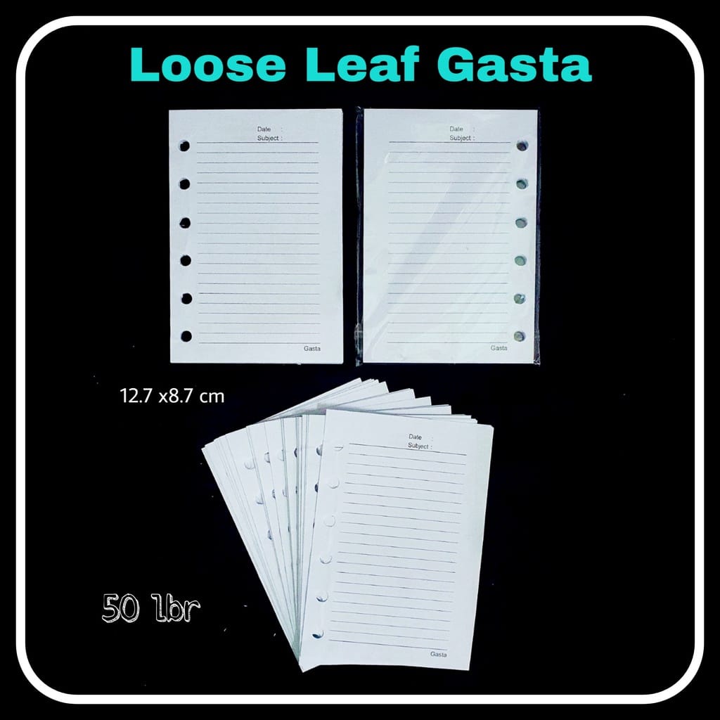 

isi looseleaf gasta A7 (6 lubang rapat) paling kecil 50 lembar paling kecil lubang rempet untuk isi looseleaf pocket wengu