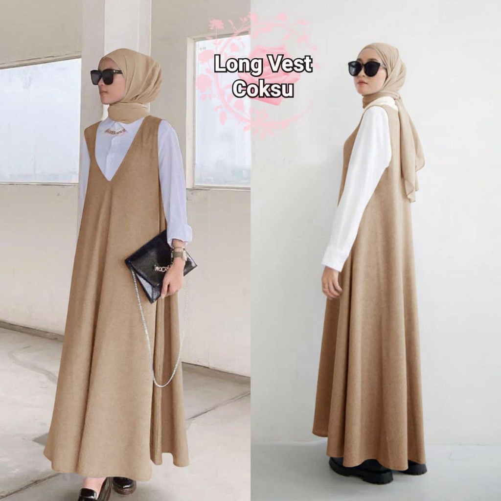 LONG VEST MODIS DRESS FASHION WANITA / LENGAN PANJANG / PAKAIAN PESTA TERLARIS TERBARU