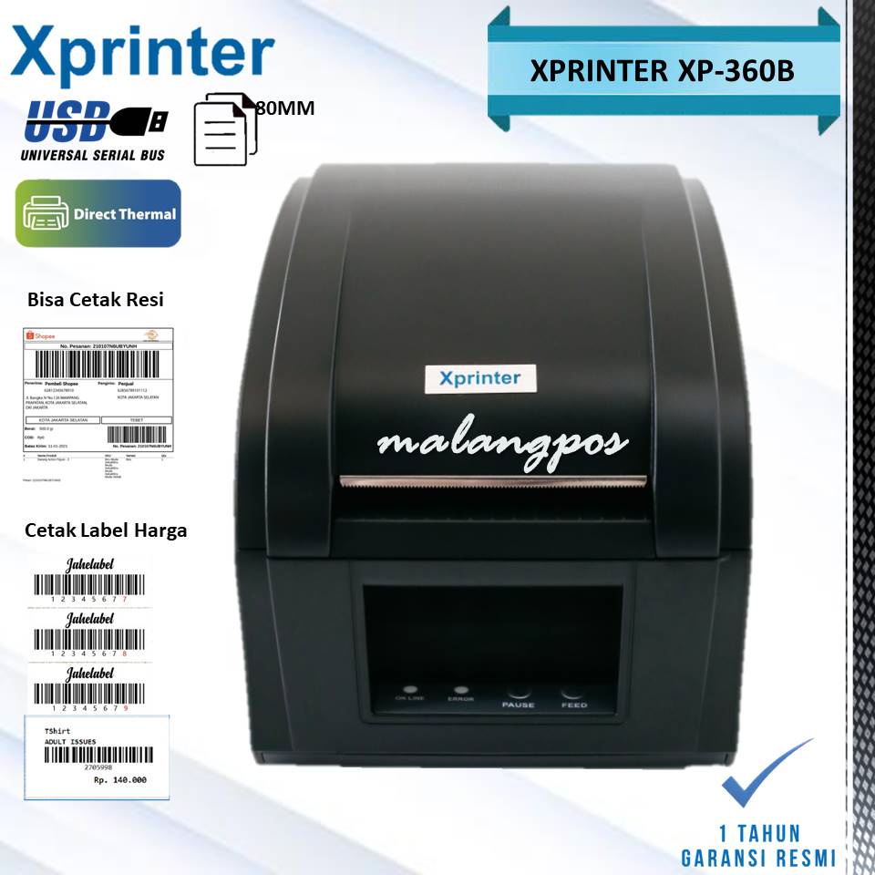 Printer Barcode Thermal Xprinter XP 360B XP-360B 80Mm USB Label Harga Resi Marketplace