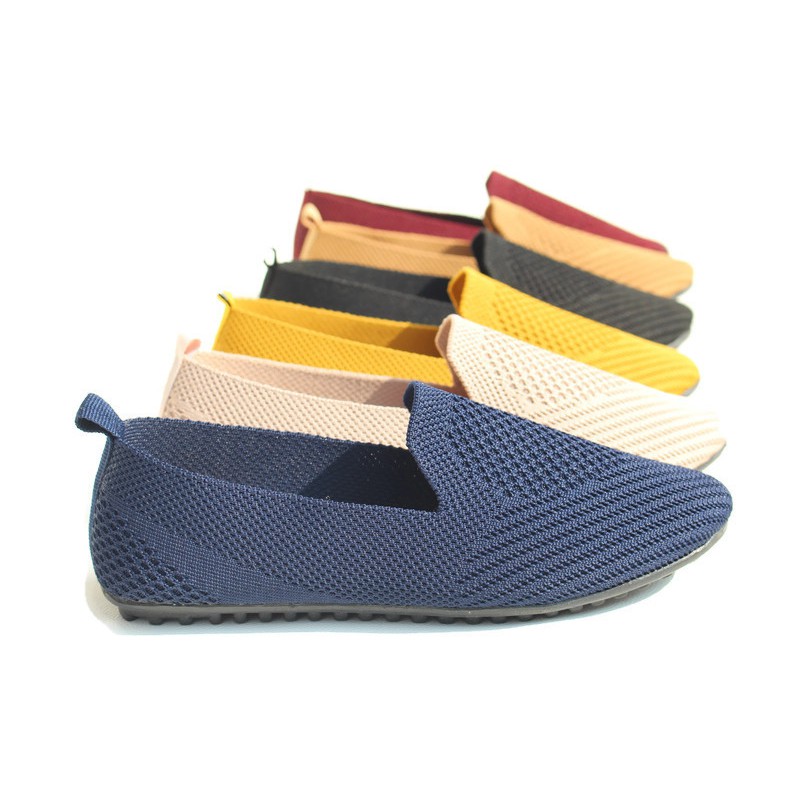 Sepatu Wanita Flatshoes Karet Bahan Rajut Premium