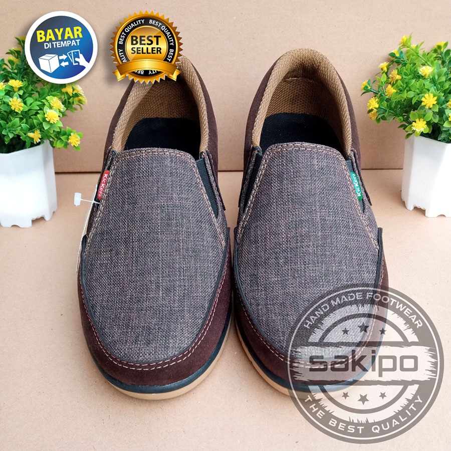 PROMO KEMERDEKAAN !! SEPATU PRIA DEWASA KASUAL SLIP ON WARNA COKLAT MURAH BERKUWALITAS SOL KARET TRENDI NYAMAN DIPAKAI / SEPATU SANTAI PRIA DEWASA / SEPATU KERJA LAPANGAN / SEPATU KERJA KANTORAN SOL KARET KESET DI LANTAI / SAKIPO