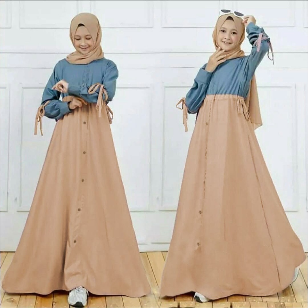 FenishaStore GAMIS ANAK TANGGUNG MAXI ZAINA KIDS USIA 12-14 TAHUN