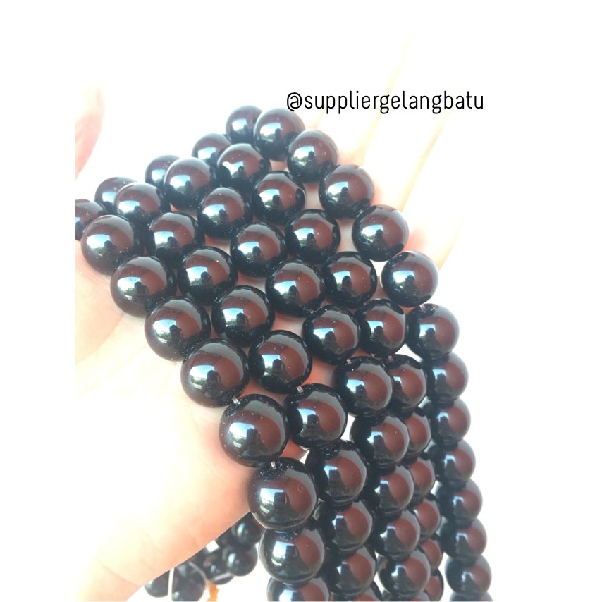 bahan batu black onyx hitam 16mm kilap aksesoris fashion besar craft aksesoris fashion batu alam