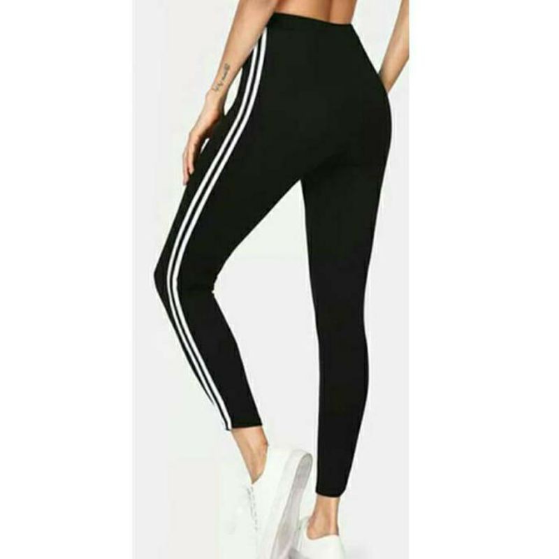 Scuba Pants/leajing stripe 2/ List Hitam Putih