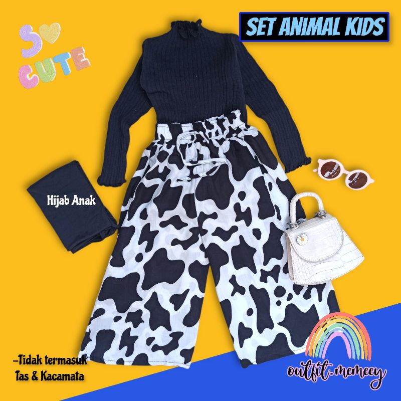 SET KULOT ANIMAL BY OUTFIT MEMEEY (FREE HIJAB)