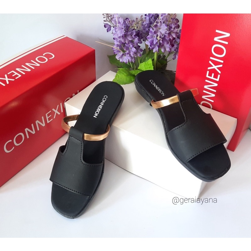 DISKON DAY! Sandal Slop Wanita Connexion - Sandal Kokop Lis - Sandal Selop Nevada Emas