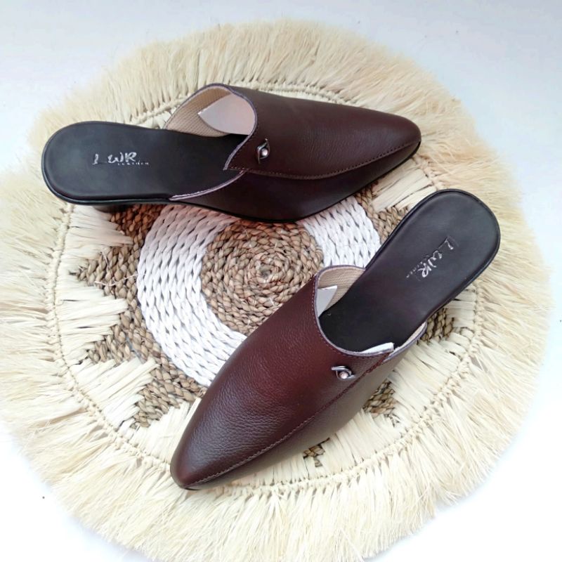 lwr leather Tutong Sepatu Sandal wanita kulit asli Bustong